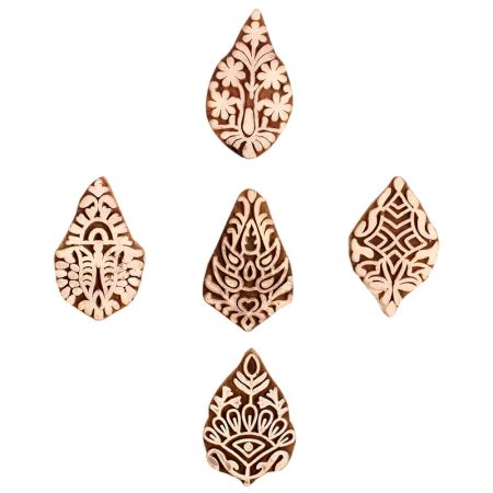 Set of 5 Piece New Mix Wooden Printing Block